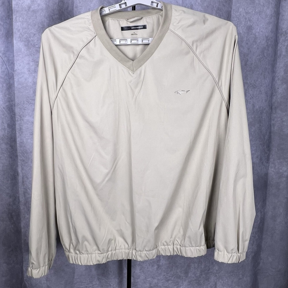 Greg Norman Weather Essentials Golf Pullover Windbreaker Men Large Tan Mint Cond
